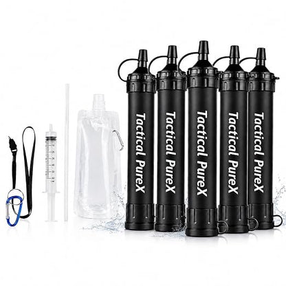 Water Filter, Capacity Emergency Water Straws (5PCS) | Lightweight, Reusable, Portable Water Filter Straw for Camping, Hiking, Travel, Biking, Survival