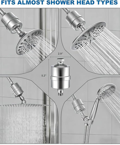 ALL METAL Shower Head Filter – Advanced Filtration Shower Filter for Hard Water, High Pressure Universal Shower Water Filters to Reduce Toxic Chemicals, Chlorine and Heavy Metals,for Skin & Baby Care