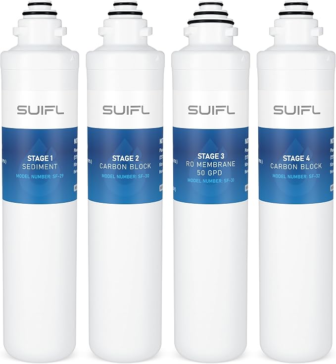 QCRO 50 GPD Complete Replacement Filter Kit, Compatible with Pura and Aqua Flo QCRO 4 Stage Quick Change Reverse Osmosis System, 1 Set