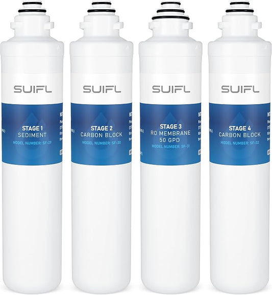 QCRO 50 GPD Complete Replacement Filter Kit, Compatible with Pura and Aqua Flo QCRO 4 Stage Quick Change Reverse Osmosis System, 1 Set