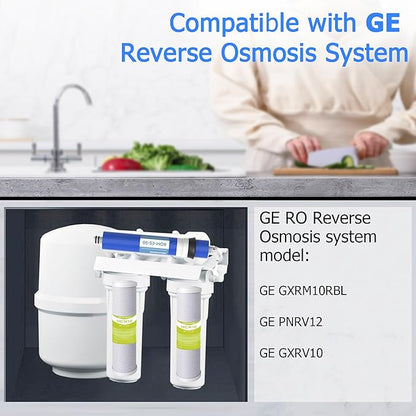 FX12P, FX12M, TFM-24 RO Water Filter Replacement Set, Fit for GE RO System (GXRM10RBL GXRM10G) - 2 x Activated Carbon Block Filters, 1 x 50 GPD Reverse Osmosis Membrane Filter