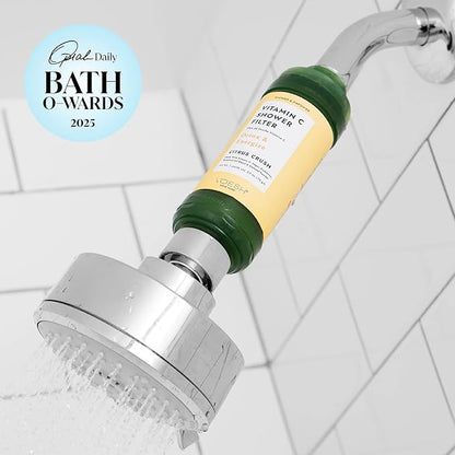 VOESH Vitamin C Shower Filter Duo, Citrus Crush, Shower Aromatherapy, Water Purifier, Water Softener, Vegan Probiotics, Spa Shower Head, Water Filter, Shower Self-Care