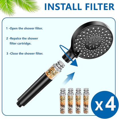 Water Filter Compatible with SR SUN RISE Handheld Shower Head | 4-Pack for Hard Water Remove Chlorine and Harmful Substances by Khotilong.
