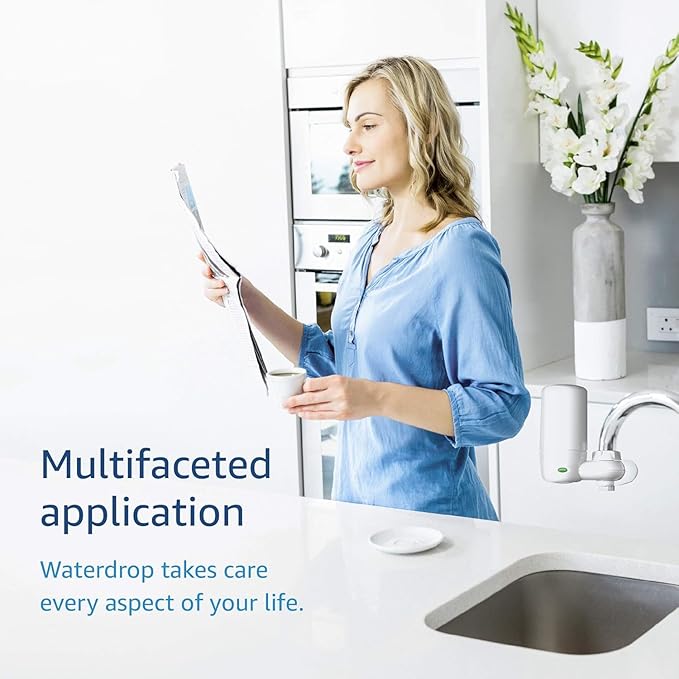 Waterdrop 7027W Faucet Water Filter, Replacement for Brita® Filter, 36311 On Tap Water Filtration System, Brita® Replacement Filters, 4-Months or 100 Gallons, White, 4 Pack