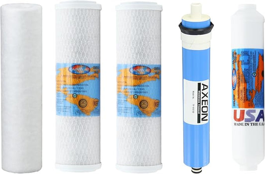 Proline Plus Filter Replacement Compatible Kit - Made in USA, Includes All Needed RO Water Filters Including 50 GPD Membrane for 5 Stage Proline Plus Reverse Osmosis