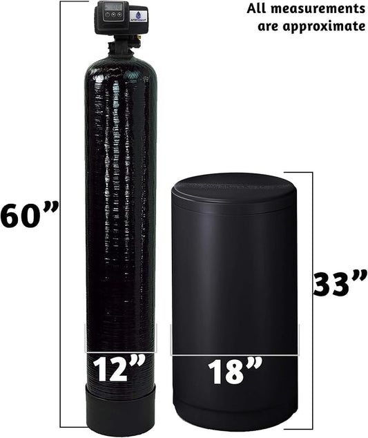 AFWFilters 2 cubic Foot (64k) Whole Home Water Softener with High Capacity Resin, 3/4" Plastic MNPT Connection, and Black Tanks