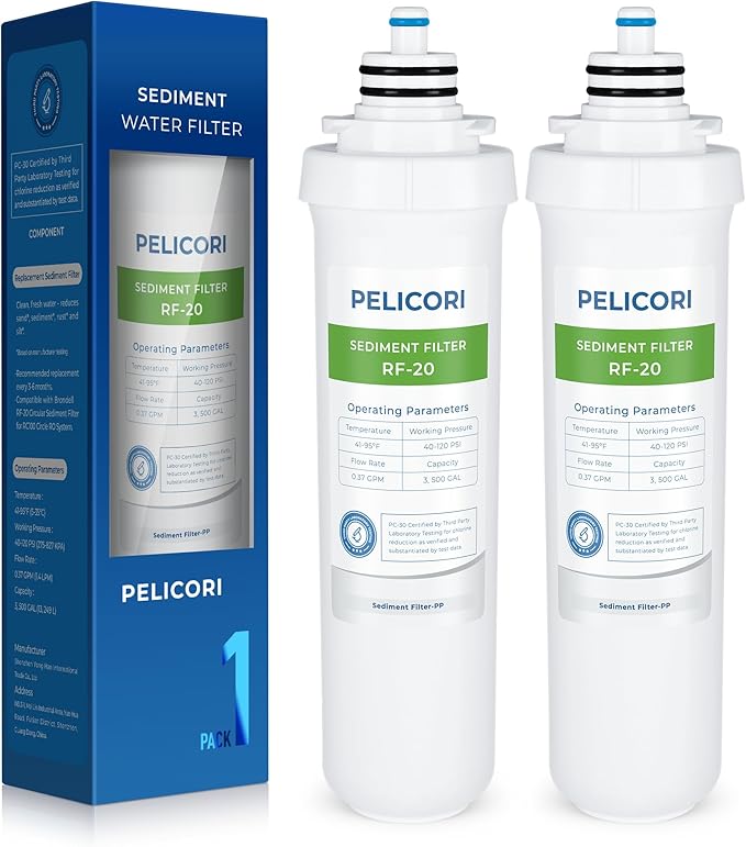 RF-20 Sediment Replacement Filter - Compatible with Brondell Circle RC100 Under-Sink Reverse Osmosis Filtration Systems (2 Pack, Green)