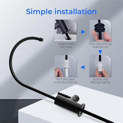Waterdrop G2FCT-BLK Drinking Water Faucet, Reverse Osmosis Faucet, Water Filter Faucet for Kitchen Bar Sink, Single Handle, Easy to Install, Lead-Free, Stainless Steel, Black