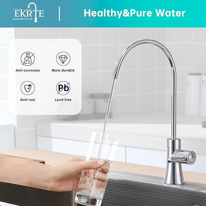 EKRTE Polished Chrome Drinking Water Purifier Faucet, Kitchen Bar Sink Drinking Purifier Kitchen Faucet for Under Sink Water Filter System