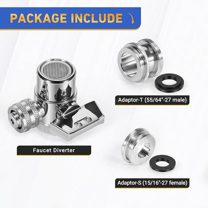 Metal Diverter Adapter Set, Fit For Enagic Kangen Water Machine Leveluk K8 SD501 - Water Filter Faucet Diverter with Adaptor-T, Adaptor-S