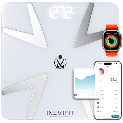 INEVIFIT SMART Body Fat Scale, Highly Accurate Bluetooth Digital Bathroom Body Composition Analyzer, Measures Weight, Body Fat, Water, Muscle, BMI, Visceral Fat & Bone Mass for Unlimited Users