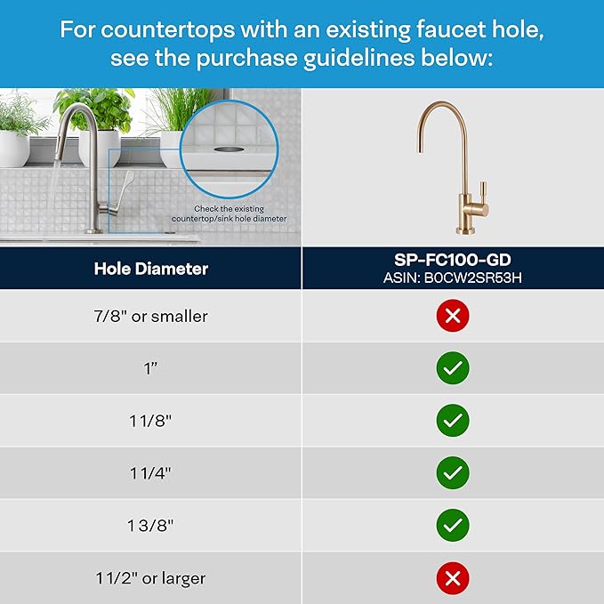 SpiroPure NSF-Certified Lead-Free Air Gap RO Faucet, Brushed Gold/Bronze/Brass, Reverse Osmosis Replacement Water Filter Faucet, 3 Line Filtered Faucet, SP-FC100-GD