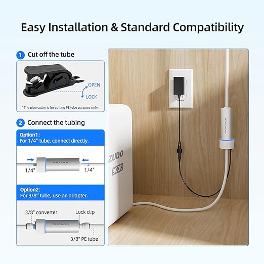 MIZUDO LED UV Water Filter for Under Sink Water Filter System and RO System, Reduce up to 99.9% of Harmful Substances, FCC Certified, Stainless Steel, Mercury-Free for 800GPD RO Max