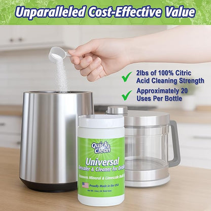 Quick & Clean Universal Descaler - 2lbs - Made in the USA - Granule Descaling Powder for Distilling Machines & More - Removes Mineral & Limescale Build Up