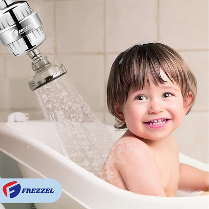 Pack of 2 FREZZEL Shower Filter Replacement Cartridges | Universal 17 Stage Shower Head Filter Refill for Showerhead Filter of Similar Design Hard Water Filter for Shower with Vitamin C Blocks Toxins