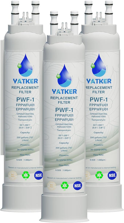 FPPWFU01 Water Filter Replacement for Frigidaire FPPWFU01 Water Filter, Compatible with EPPWFU01 PureAdvantage PurePour PWF-1 (3-PACK)