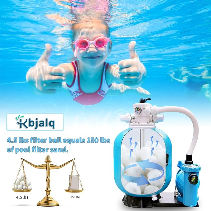 4.6 Lbs Pool Filter Balls for Sand Filter,Reusable Eco-Friendly Sand Filter Balls Equals 150 lbs Pool Filter Sand (4.6 Lbs,White)