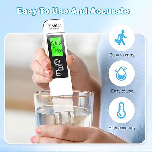 Water Testing Kits for Drinking Water- 4 in 1 TDS Meter TDS EC & Temperature(°C,°F) Meter,Accurate & Reliable Digital Tap, Well, Swimming Pool,Hydroponics, Aquarium, RO/DI System