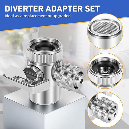 Metal Diverter Adapter Set, Fit For Enagic Kangen Water Machine Leveluk K8 SD501 - Water Filter Faucet Diverter with Adaptor-T, Adaptor-S