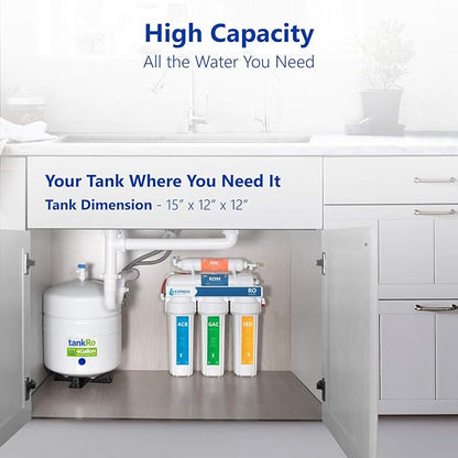 tankRo RO132-TNK RO Water Filtration System Expansion Tank 4 Gallon Capacity – NSF Certified – Compact Reverse Osmosis Water Storage Pressure Tank 1/4" Tank Ball Valve
