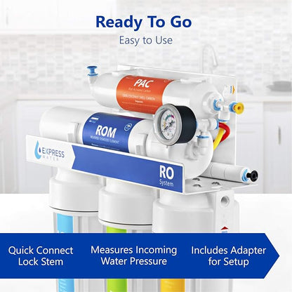 Express Water – Water Pressure Gauge – Compatible with Reverse Osmosis Filtration Systems, Water Filters – 160 PSI Monitor Includes T-Stem Adapter – Water Pressure Test Gauge for Home