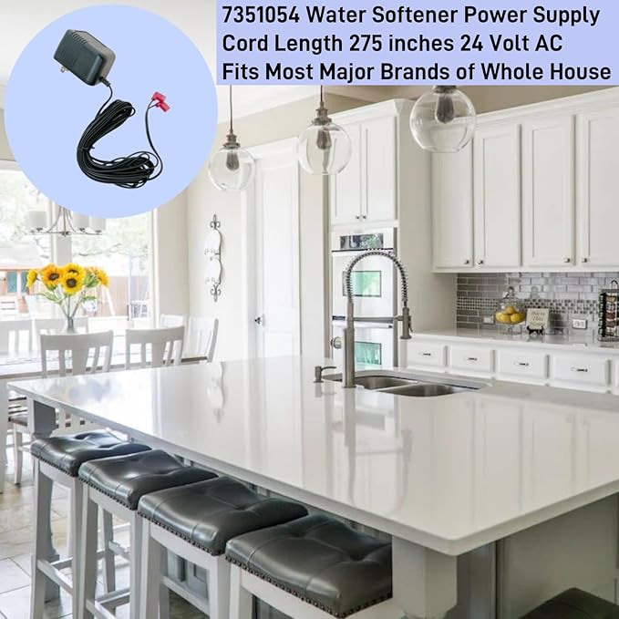 7351054 Water Softener Power Supply Cord Length 275 inches 24 Volt AC Fits Most Major Brands of Whole House