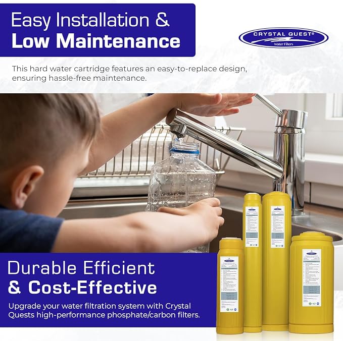 Crystal Quest Phosphate & Coconut Shell GAC Filter Cartridge – Reduces Scale, Chlorine & Chloramine – Enhances Water Quality – Long-Lasting, High-Performance Filtration for Home & Commercial Use