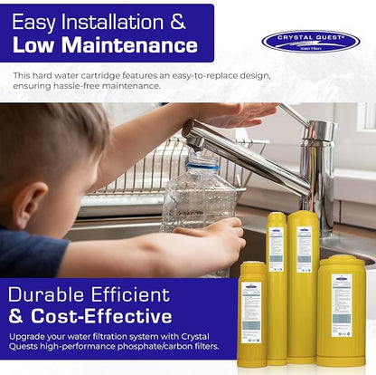 Crystal Quest Phosphate & Coconut Shell GAC Filter Cartridge – Reduces Scale, Chlorine & Chloramine – Enhances Water Quality – Long-Lasting, High-Performance Filtration for Home & Commercial Use
