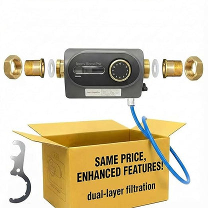 Whole House Reusable Spin Down Sediment Water Filter 40 Micron, Flushable Brass Pre-Filter for Well & City Water, Water Hammer Protection, Easy Horizontal/Vertical Install, 1" MNPT + 3/4" FNPT