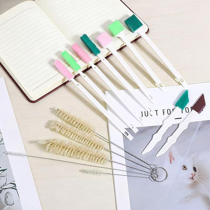 14 PCS Cat Fountain Cleaning Brushes Kit Cat Water Fountain Cleaner Kit Water Cleaning Brushes with Compressed Sponge for Most Dog Cats Pet Watering Bowls Waters Dispenser