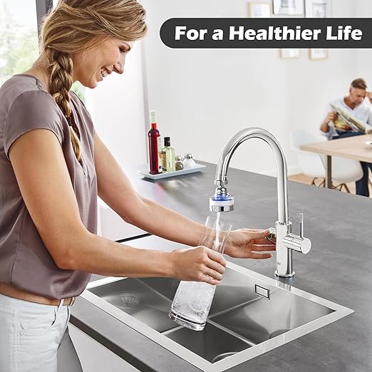8 Pcs Sink Water Filter Faucet Set, 360 ° Rotating Bathroom Sink Filter, Kitchen Sink Faucet Water Filter Removes Chlorine Fluoride Hard Water Faucet Extender for Home Kitchen & Bathroom