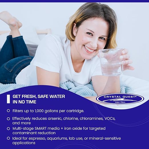 Crystal Quest SMART/Arsenic Removal Water Filter Pitcher Cartridge – Advanced Filtration for Clean, Healthy Water, Removes Contaminants, Long-Lasting, Easy Installation - 1,000 Gallons [Pack of 6]