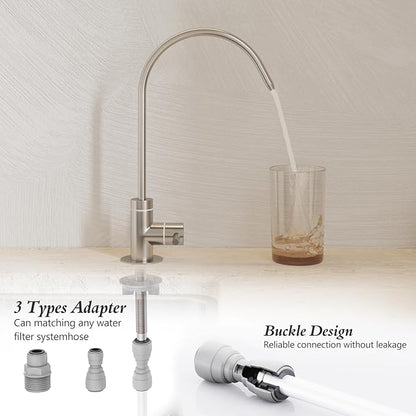 GIMILI Drinking Water Faucet for Kitchen Sink, Kitchen Water Filter Faucet Stainless Steel for Reverse Osmosis or Water Filtration System Beverage Non-Air Gap RO Faucet Brushed Nickel Finish
