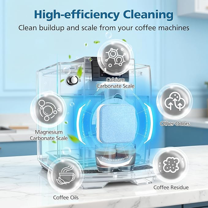 CPLIKE Coffee Machine Descaling Tablets Compatible with Jura Automatic Coffee Centers Machines, High Efficiency Cleaning and Longer Life Span, 12 Count