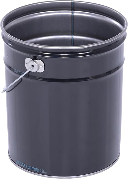 Vestil PAIL-STL-RI Steel Open Head Pail with Handle, 5 gallon Capacity, Black, Pack of 1
