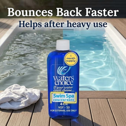 Waters Choice Water Clarifier Swim Spa Concentrate - The First and Only All Season Enzyme Application Designed Specifically for Indoor and Outdoor Swim Spas. 6 Month Supply. Minimal Sanitizer.