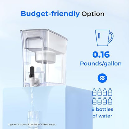 Waterdrop WFD-40W-L Water Filter Dispenser, 35-Cup Large Capacity, White | 200-Gallon Long-Life, Faster Filtration, Reduces Chlorine, PFOA/PFOS and More, BPA Free