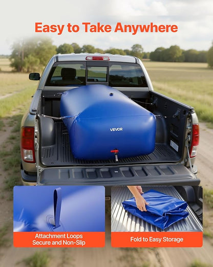 VEVOR Water Storage Bladder 264.2 Gallon Large Capacity Water Bag, Portable & Collapsible Soft Waters Container, Leakproof & Tear-Resistant PVC Emergency Waters Storage Tank for RV Truck & Outdoor Use