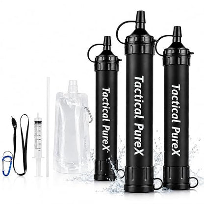 Water Filter, Capacity Emergency Water Straws (3PCS) | Lightweight, Reusable, Portable Water Filter Straw for Camping, Hiking, Travel, Biking, Survival