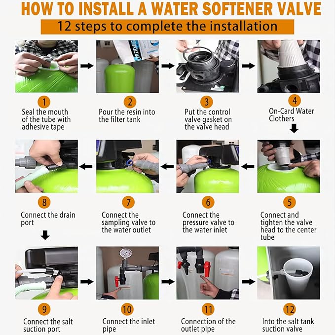 5600 Water Softener Valve,12-Day Timer Control Control Valve,Timer Valve Water Softener,High Performance Digital Metered on Demand Replacement Head and Water Distributor……