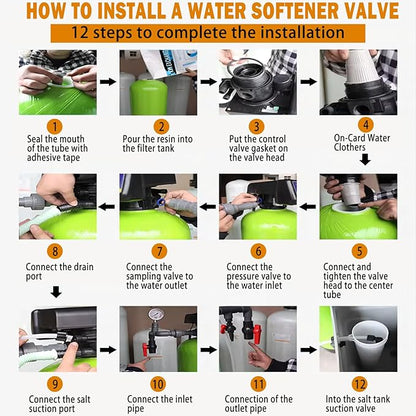 5600 Water Softener Valve,12-Day Timer Control Control Valve,Timer Valve Water Softener,High Performance Digital Metered on Demand Replacement Head and Water Distributor……