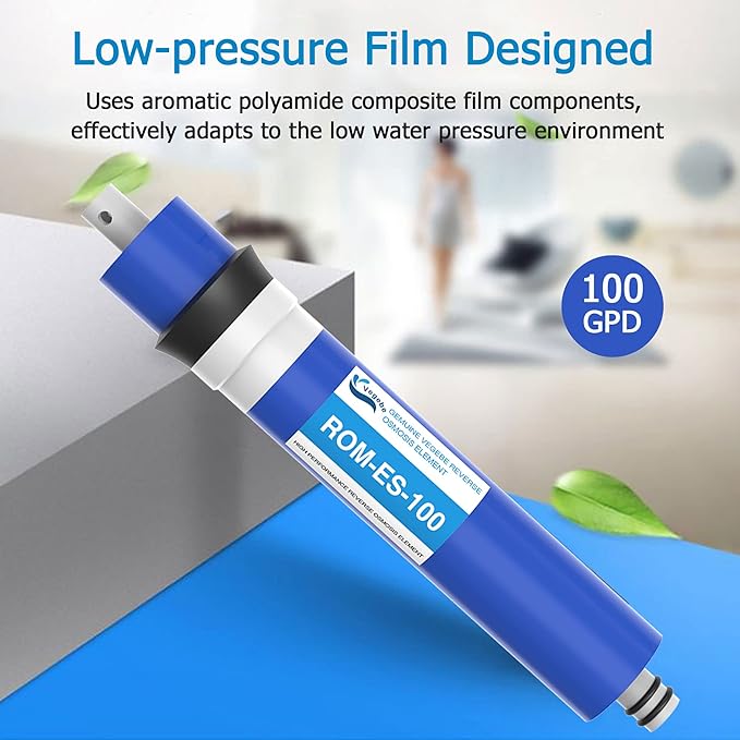 100 GPD RO Membrane Filter 12"x1.8" Reverse Osmosis Membrane Element Replacement Fits Under Sink RO Drinking Water Filter Filtration Purifier System, 2 Pack