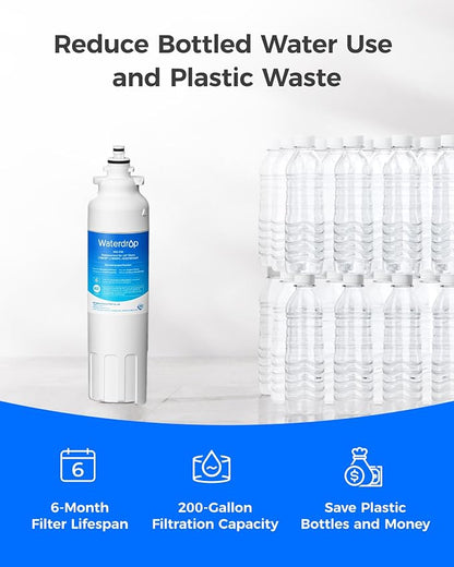 Waterdrop ADQ73613401 Water Filter, Replacement for LG® LT800P®,4 Pack | Replacement for LG® LT800P®, ADQ73613408, ADQ75795104, ADQ73613402,9490, 46-9490, LSXS26326S, LMXC23746S