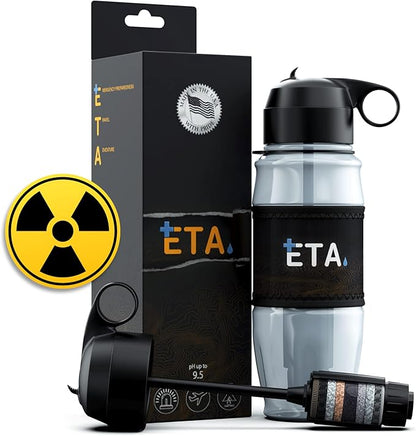 ETA Alkaline Water Filter Bottle for Travel, Camping, Hiking, Backpacking, Emergency, Survival | Removes up to 99.99% of Harmful contaminants, 9.5pH, Protects the Nutrient & Mineral Value, Made in USA