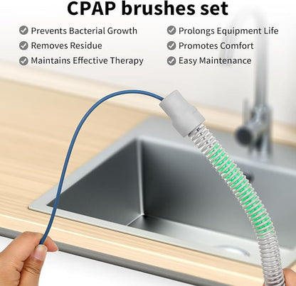 CPAP Hose Cleaner Kit - CPAP Tube Cleaning Brush, CPAP Hose Brush, LongFlexible CPAP Tube Brush with Basin, Drying Hook & Gloves - CPAP CleaningSupplies for Hose, Mask & Tubing