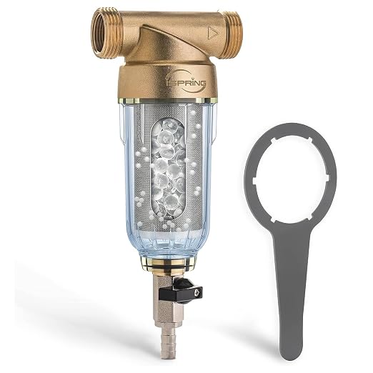 iSpring WSP-50SLS Spin Down Sediment Filter & Water Scale Inhibitor, Whole House Scale & Corrosion Prevention Prefilter, Mesh-Cleaning Scraper-Beads, Flushable Well Water Sediment Buster, 50 Microns