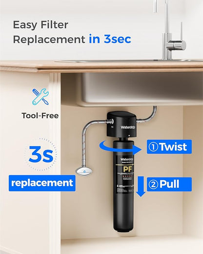 Waterdrop RF15-PF Replacement Filter Cartridge for 15UA-PF Under Sink Water Filter, Reduces 𝐏𝐅𝐀𝐒, 𝐏𝐅𝐎𝐀/𝐏𝐅𝐎𝐒, Chlorine, Bad Taste & Odor, 6 Months