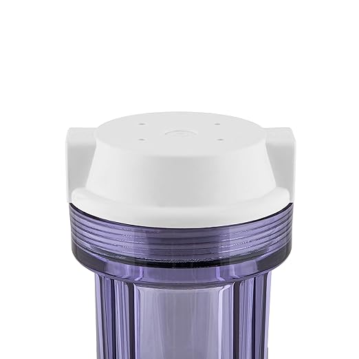 Hydronix HF2-10CLWH12 10" Clear Housing with White Flat Cap, 1/2" Ports