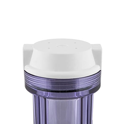 Hydronix HF2-10CLWH12 10" Clear Housing with White Flat Cap, 1/2" Ports