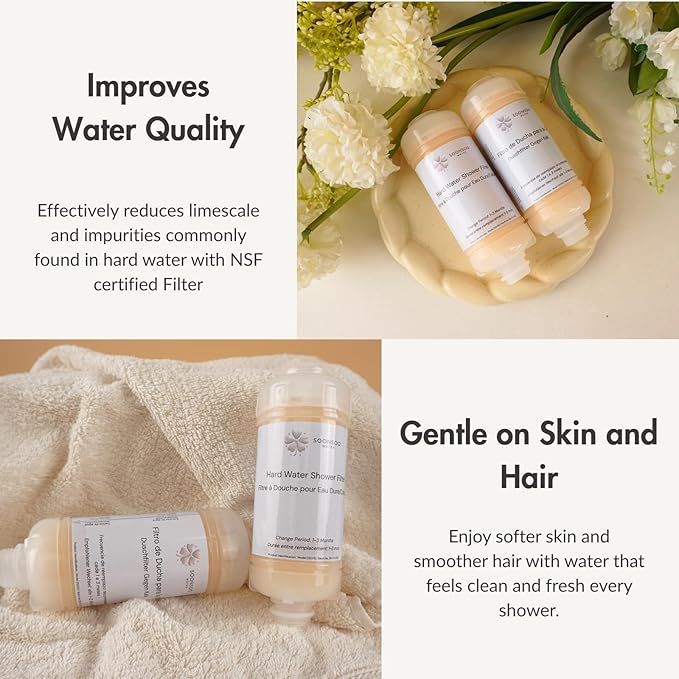 NSF Certified Hard Water Shower Filter - Removes Chlorine, Limescale & Impurities - For Soft Skin & Hair
